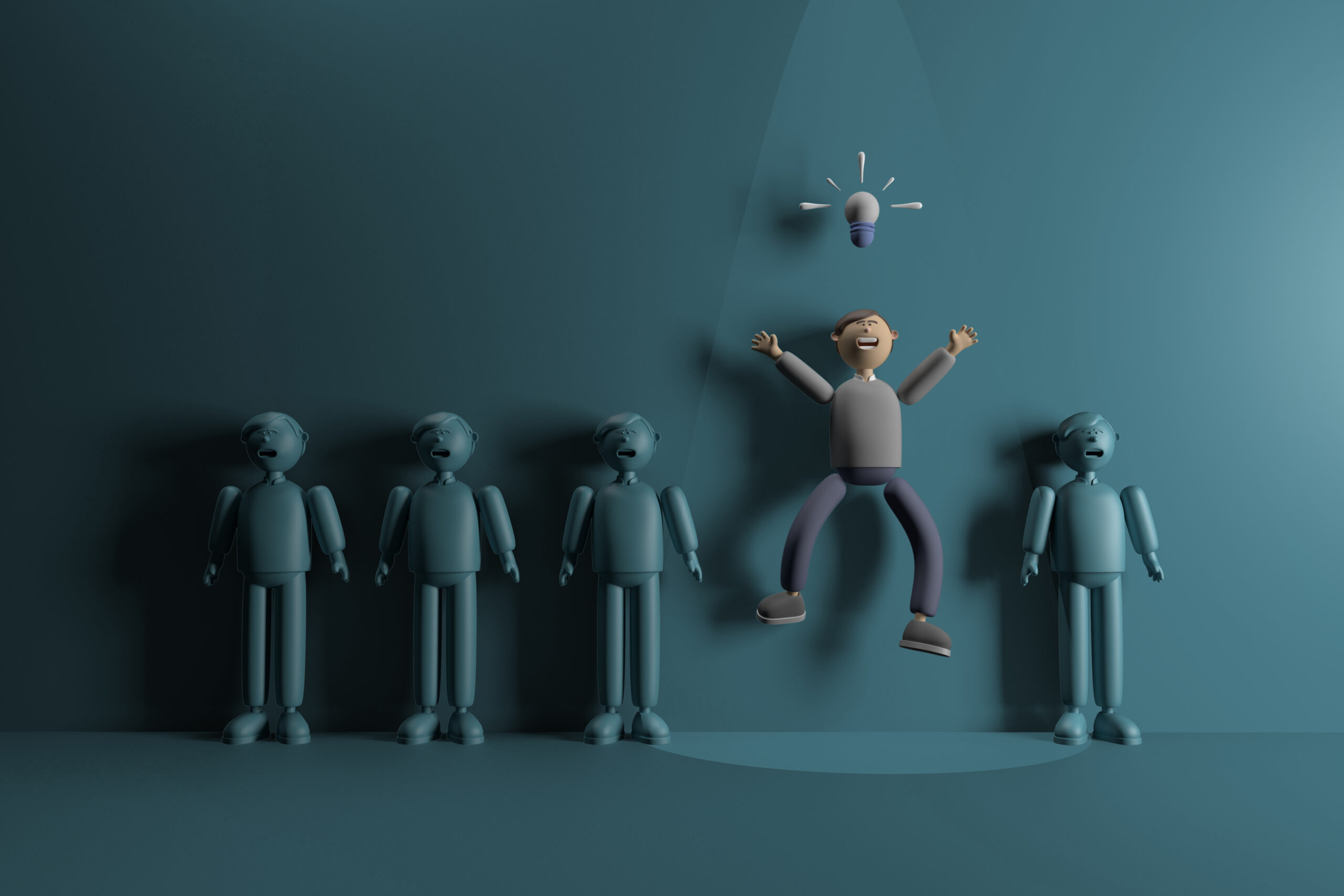 3D character young man with business concept